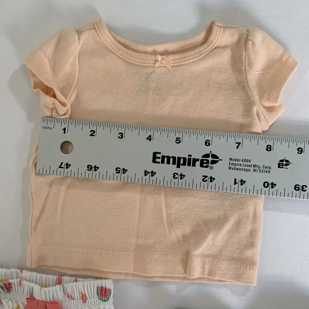 Newborn Baby Girl Outfit Shorts TShirt Chambray Summer Watermelon Colorful Play‎